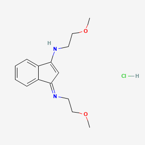 molecular formula C15H21ClN2O2 B2793563 N-(2-Methoxyethyl)-3-(2-methoxyethylimino)inden-1-amine;hydrochloride CAS No. 1274948-03-6