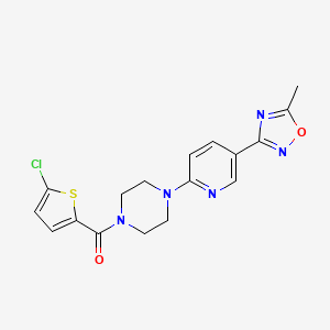 molecular formula C17H16ClN5O2S B2793567 (5-Chlorothiophen-2-yl)(4-(5-(5-methyl-1,2,4-oxadiazol-3-yl)pyridin-2-yl)piperazin-1-yl)methanone CAS No. 1396844-47-5