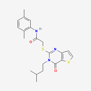 molecular formula C21H25N3O2S2 B2793637 N-(2,5-dimethylphenyl)-2-{[3-(3-methylbutyl)-4-oxo-3,4-dihydrothieno[3,2-d]pyrimidin-2-yl]sulfanyl}acetamide CAS No. 1252860-63-1