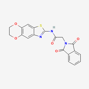 molecular formula C19H13N3O5S B2793642 N-{10,13-dioxa-4-thia-6-azatricyclo[7.4.0.0^{3,7}]trideca-1,3(7),5,8-tetraen-5-yl}-2-(1,3-dioxo-2,3-dihydro-1H-isoindol-2-yl)acetamide CAS No. 892841-56-4