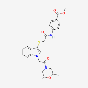 molecular formula C26H29N3O5S B2793659 methyl 4-[2-({1-[2-(2,6-dimethylmorpholin-4-yl)-2-oxoethyl]-1H-indol-3-yl}sulfanyl)acetamido]benzoate CAS No. 893998-52-2