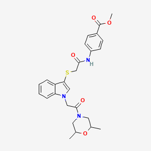 B2793659 methyl 4-(2-((1-(2-(2,6-dimethylmorpholino)-2-oxoethyl)-1H-indol-3-yl)thio)acetamido)benzoate CAS No. 893998-52-2