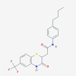 molecular formula C21H21F3N2O2S B2793668 N-(4-butylphenyl)-2-(3-oxo-6-(trifluoromethyl)-3,4-dihydro-2H-benzo[b][1,4]thiazin-2-yl)acetamide CAS No. 1105245-89-3