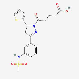 B2793670 5-(3-{3-[(methylsulfonyl)amino]phenyl}-5-thien-2-yl-4,5-dihydro-1H-pyrazol-1-yl)-5-oxopentanoic acid CAS No. 851780-63-7