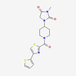 3-Methyl-1-(1-(4-(thiophen-2-yl)thiazole-2-carbonyl)piperidin-4-yl)imidazolidine-2,4-dione