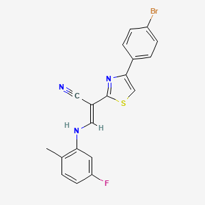 (2E)-2-[4-(4-bromophenyl)-1,3-thiazol-2-yl]-3-[(5-fluoro-2-methylphenyl)amino]prop-2-enenitrile