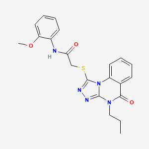 molecular formula C21H21N5O3S B2793680 N-(2-methoxyphenyl)-2-({5-oxo-4-propyl-4H,5H-[1,2,4]triazolo[4,3-a]quinazolin-1-yl}sulfanyl)acetamide CAS No. 938675-62-8
