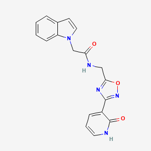 2-(1H-indol-1-yl)-N-((3-(2-oxo-1,2-dihydropyridin-3-yl)-1,2,4-oxadiazol-5-yl)methyl)acetamide