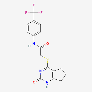 2-[(2-oxo-1,5,6,7-tetrahydrocyclopenta[d]pyrimidin-4-yl)sulfanyl]-N-[4-(trifluoromethyl)phenyl]acetamide