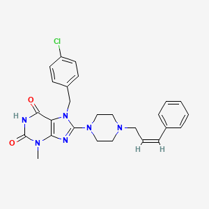 (Z)-7-(4-chlorobenzyl)-3-methyl-8-(4-(3-phenylallyl)piperazin-1-yl)-1H-purine-2,6(3H,7H)-dione