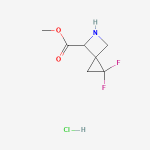 molecular formula C7H10ClF2NO2 B2793723 Methyl 2,2-difluoro-5-azaspiro[2.3]hexane-6-carboxylate;hydrochloride CAS No. 2309443-54-5