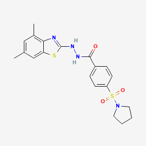 molecular formula C20H22N4O3S2 B2793743 N'-(4,6-dimethyl-1,3-benzothiazol-2-yl)-4-(pyrrolidine-1-sulfonyl)benzohydrazide CAS No. 851987-22-9