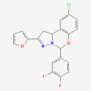 molecular formula C20H13ClF2N2O2 B2793748 9-Chloro-5-(3,4-difluorophenyl)-2-(2-furyl)-1,10b-dihydropyrazolo[1,5-c][1,3]benzoxazine CAS No. 423127-54-2