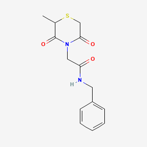 molecular formula C14H16N2O3S B2793753 N-benzyl-2-(2-methyl-3,5-dioxothiomorpholin-4-yl)acetamide CAS No. 868216-16-4