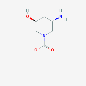 molecular formula C10H20N2O3 B2793754 (3S,5S)-3-Amino-5-hydroxy-piperidine-1-carboxylic acid tert-butyl ester CAS No. 1312798-98-3