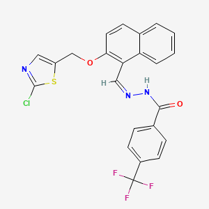 molecular formula C23H15ClF3N3O2S B2793757 N'-[(1Z)-{2-[(2-chloro-1,3-thiazol-5-yl)methoxy]naphthalen-1-yl}methylidene]-4-(trifluoromethyl)benzohydrazide CAS No. 478064-70-9