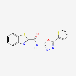 molecular formula C14H8N4O2S2 B2793768 N-(5-(thiophen-2-yl)-1,3,4-oxadiazol-2-yl)benzo[d]thiazole-2-carboxamide CAS No. 865287-78-1