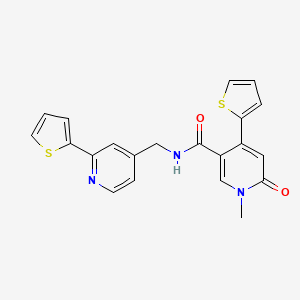 molecular formula C21H17N3O2S2 B2793773 1-methyl-6-oxo-4-(thiophen-2-yl)-N-((2-(thiophen-2-yl)pyridin-4-yl)methyl)-1,6-dihydropyridine-3-carboxamide CAS No. 2034437-10-8
