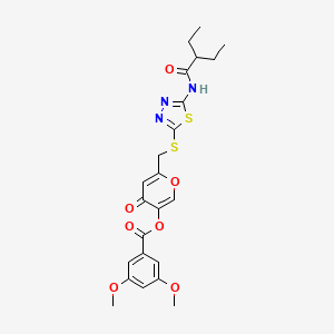 6-(((5-(2-ethylbutanamido)-1,3,4-thiadiazol-2-yl)thio)methyl)-4-oxo-4H-pyran-3-yl 3,5-dimethoxybenzoate