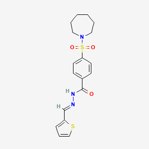 molecular formula C18H21N3O3S2 B2793777 (E)-4-(azepan-1-ylsulfonyl)-N'-(thiophen-2-ylmethylene)benzohydrazide CAS No. 326007-47-0