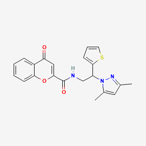 molecular formula C21H19N3O3S B2793778 N-(2-(3,5-dimethyl-1H-pyrazol-1-yl)-2-(thiophen-2-yl)ethyl)-4-oxo-4H-chromene-2-carboxamide CAS No. 2034342-61-3