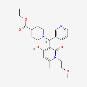 molecular formula C23H31N3O5 B2793800 Ethyl 1-((4-hydroxy-1-(2-methoxyethyl)-6-methyl-2-oxo-1,2-dihydropyridin-3-yl)(pyridin-3-yl)methyl)piperidine-4-carboxylate CAS No. 897611-17-5