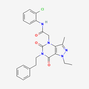 molecular formula C24H24ClN5O3 B2793803 N-(2-chlorophenyl)-2-(1-ethyl-3-methyl-5,7-dioxo-6-phenethyl-6,7-dihydro-1H-pyrazolo[4,3-d]pyrimidin-4(5H)-yl)acetamide CAS No. 1189677-88-0