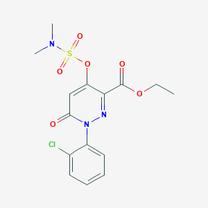 molecular formula C15H16ClN3O6S B2793815 ethyl 1-(2-chlorophenyl)-4-[(dimethylsulfamoyl)oxy]-6-oxo-1,6-dihydropyridazine-3-carboxylate CAS No. 900008-10-8