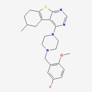 molecular formula C23H27FN4OS B2793836 4-[4-(5-Fluoro-2-methoxybenzyl)piperazin-1-yl]-6-methyl-5,6,7,8-tetrahydro[1]benzothieno[2,3-d]pyrimidine CAS No. 433306-17-3