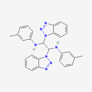 molecular formula C28H26N8 B2793846 1,2-Bis(1H-benzotriazol-1-yl)-1,2-bis(3-methylanilino)ethane CAS No. 151257-58-8