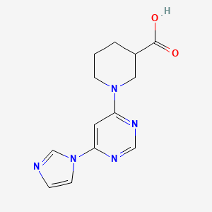 molecular formula C13H15N5O2 B2793854 1-(6-(1H-imidazol-1-yl)pyrimidin-4-yl)piperidine-3-carboxylic acid CAS No. 1334372-43-8