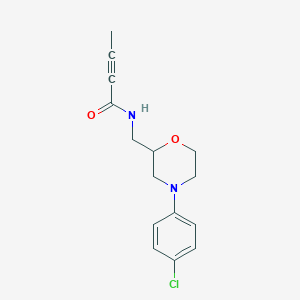 B2793855 N-[[4-(4-Chlorophenyl)morpholin-2-yl]methyl]but-2-ynamide CAS No. 2411217-15-5