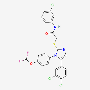 molecular formula C24H16Cl3F2N3O2S B2793856 N-(3-chlorophenyl)-2-((5-(3,4-dichlorophenyl)-1-(4-(difluoromethoxy)phenyl)-1H-imidazol-2-yl)thio)acetamide CAS No. 1226428-59-6