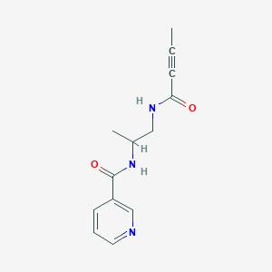 molecular formula C13H15N3O2 B2793869 N-[1-(But-2-ynoylamino)propan-2-yl]pyridine-3-carboxamide CAS No. 2411304-48-6