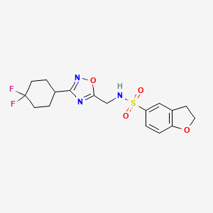 molecular formula C17H19F2N3O4S B2793877 N-((3-(4,4-difluorocyclohexyl)-1,2,4-oxadiazol-5-yl)methyl)-2,3-dihydrobenzofuran-5-sulfonamide CAS No. 2034464-56-5