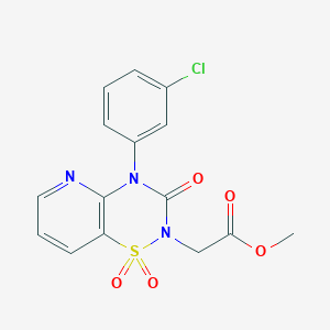 molecular formula C15H12ClN3O5S B2793895 methyl 2-(4-(3-chlorophenyl)-1,1-dioxido-3-oxo-3,4-dihydro-2H-pyrido[2,3-e][1,2,4]thiadiazin-2-yl)acetate CAS No. 1251681-67-0