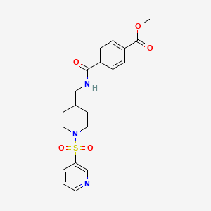 molecular formula C20H23N3O5S B2793910 Methyl 4-(((1-(pyridin-3-ylsulfonyl)piperidin-4-yl)methyl)carbamoyl)benzoate CAS No. 1428352-61-7