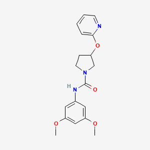 molecular formula C18H21N3O4 B2793957 N-(3,5-dimethoxyphenyl)-3-(pyridin-2-yloxy)pyrrolidine-1-carboxamide CAS No. 1903575-67-6