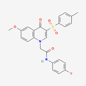 molecular formula C25H21FN2O5S B2793964 N-(4-fluorophenyl)-2-[6-methoxy-3-(4-methylbenzenesulfonyl)-4-oxo-1,4-dihydroquinolin-1-yl]acetamide CAS No. 902584-22-9