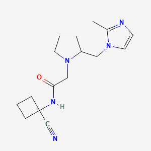 molecular formula C16H23N5O B2793966 N-(1-Cyanocyclobutyl)-2-[2-[(2-methylimidazol-1-yl)methyl]pyrrolidin-1-yl]acetamide CAS No. 2224009-77-0