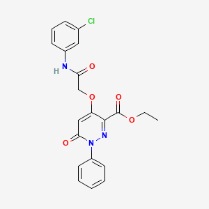 molecular formula C21H18ClN3O5 B2793967 Ethyl 4-(2-((3-chlorophenyl)amino)-2-oxoethoxy)-6-oxo-1-phenyl-1,6-dihydropyridazine-3-carboxylate CAS No. 899975-65-6
