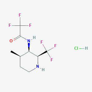 molecular formula C9H13ClF6N2O B2793979 2,2,2-Trifluoro-N-[(2S,3R,4R)-4-methyl-2-(trifluoromethyl)piperidin-3-yl]acetamide;hydrochloride CAS No. 2174008-17-2