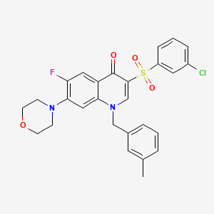molecular formula C27H24ClFN2O4S B2794014 3-(3-chlorobenzenesulfonyl)-6-fluoro-1-[(3-methylphenyl)methyl]-7-(morpholin-4-yl)-1,4-dihydroquinolin-4-one CAS No. 892760-10-0