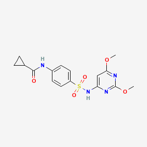molecular formula C16H18N4O5S B2794016 N-[4-[(2,6-dimethoxypyrimidin-4-yl)sulfamoyl]phenyl]cyclopropanecarboxamide CAS No. 433704-96-2
