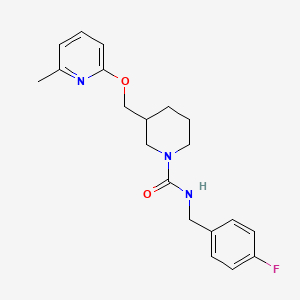molecular formula C20H24FN3O2 B2794032 N-[(4-fluorophenyl)methyl]-3-{[(6-methylpyridin-2-yl)oxy]methyl}piperidine-1-carboxamide CAS No. 2380043-45-6