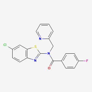 molecular formula C20H13ClFN3OS B2794034 N-(6-chlorobenzo[d]thiazol-2-yl)-4-fluoro-N-(pyridin-2-ylmethyl)benzamide CAS No. 941968-02-1