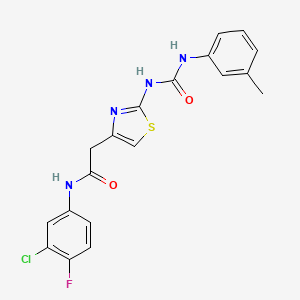 molecular formula C19H16ClFN4O2S B2794045 N-(3-chloro-4-fluorophenyl)-2-(2-(3-(m-tolyl)ureido)thiazol-4-yl)acetamide CAS No. 921500-02-9
