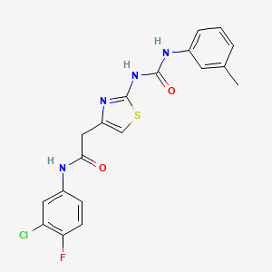 N-(3-chloro-4-fluorophenyl)-2-(2-(3-(m-tolyl)ureido)thiazol-4-yl)acetamide