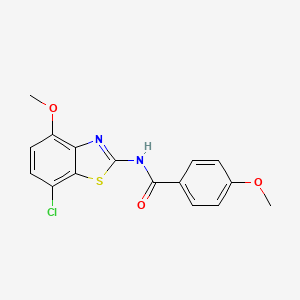 molecular formula C16H13ClN2O3S B2794053 N-(7-chloro-4-methoxy-1,3-benzothiazol-2-yl)-4-methoxybenzamide CAS No. 886963-92-4