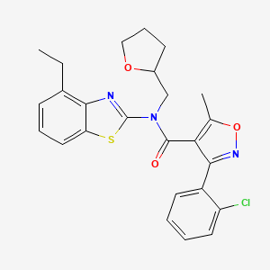 3-(2-chlorophenyl)-N-(4-ethylbenzo[d]thiazol-2-yl)-5-methyl-N-((tetrahydrofuran-2-yl)methyl)isoxazole-4-carboxamide